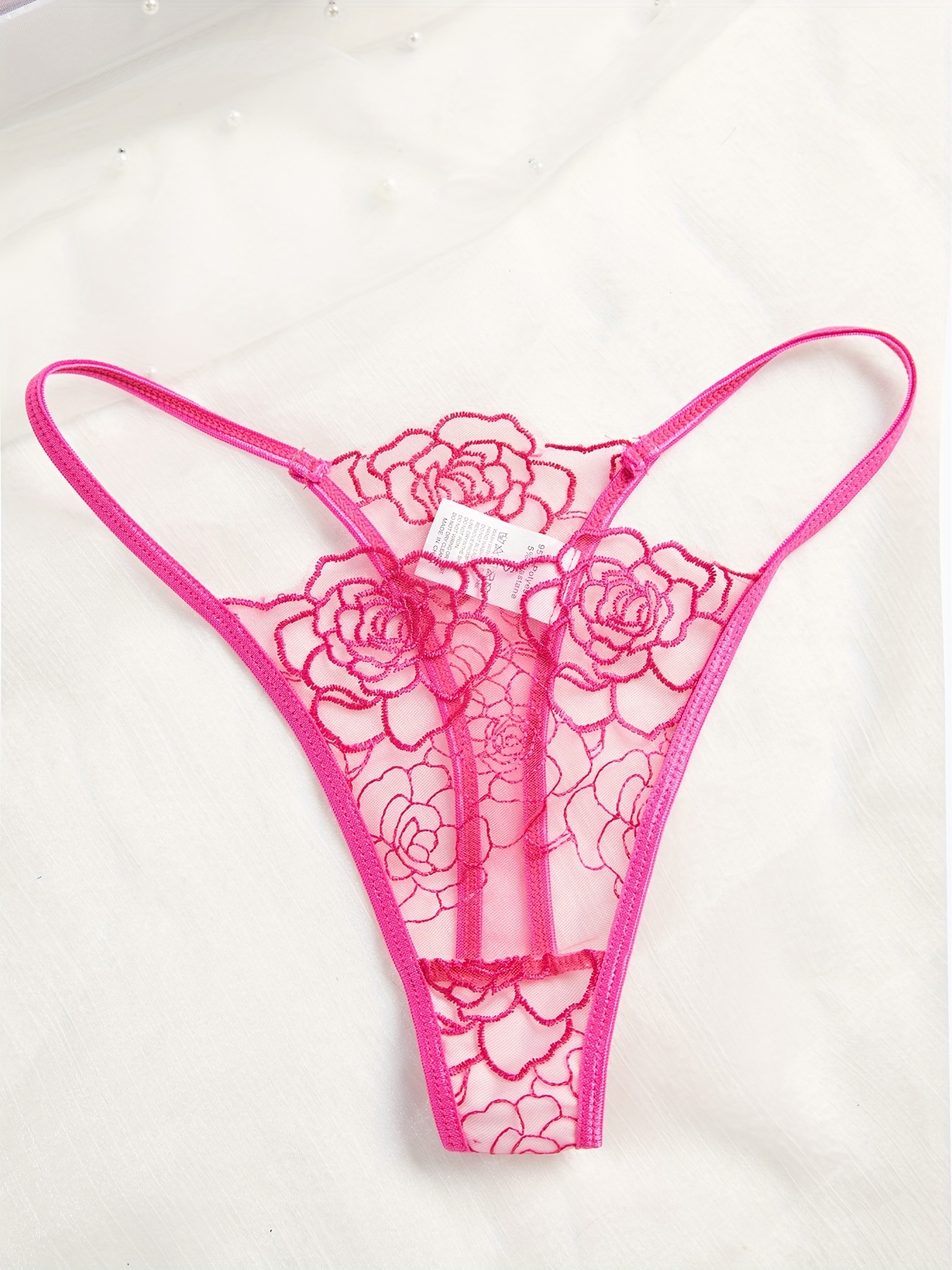 Floral Embroidery Lingerie Set Intimates Bra Thong Women's - Temu