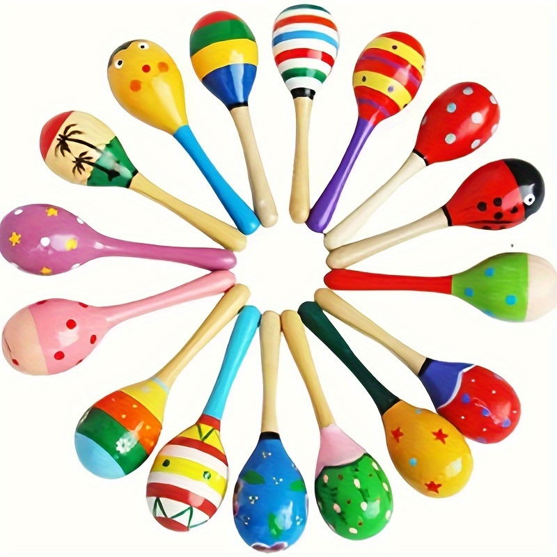 Martillo 4 Uds maracas de madera Mini coctelera sonajeros de bebé para  niños lindos juguetes de instrumentos musicales coloridos para bebés niñas  niños pequeños