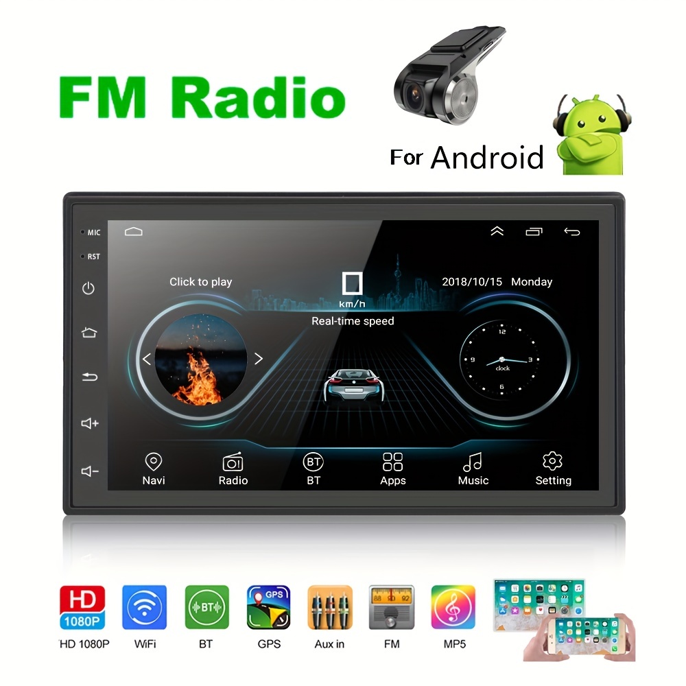 1 Din Android 12 Gps Car Stereo Radio Bt Wifi Gps Fm Radio - Temu