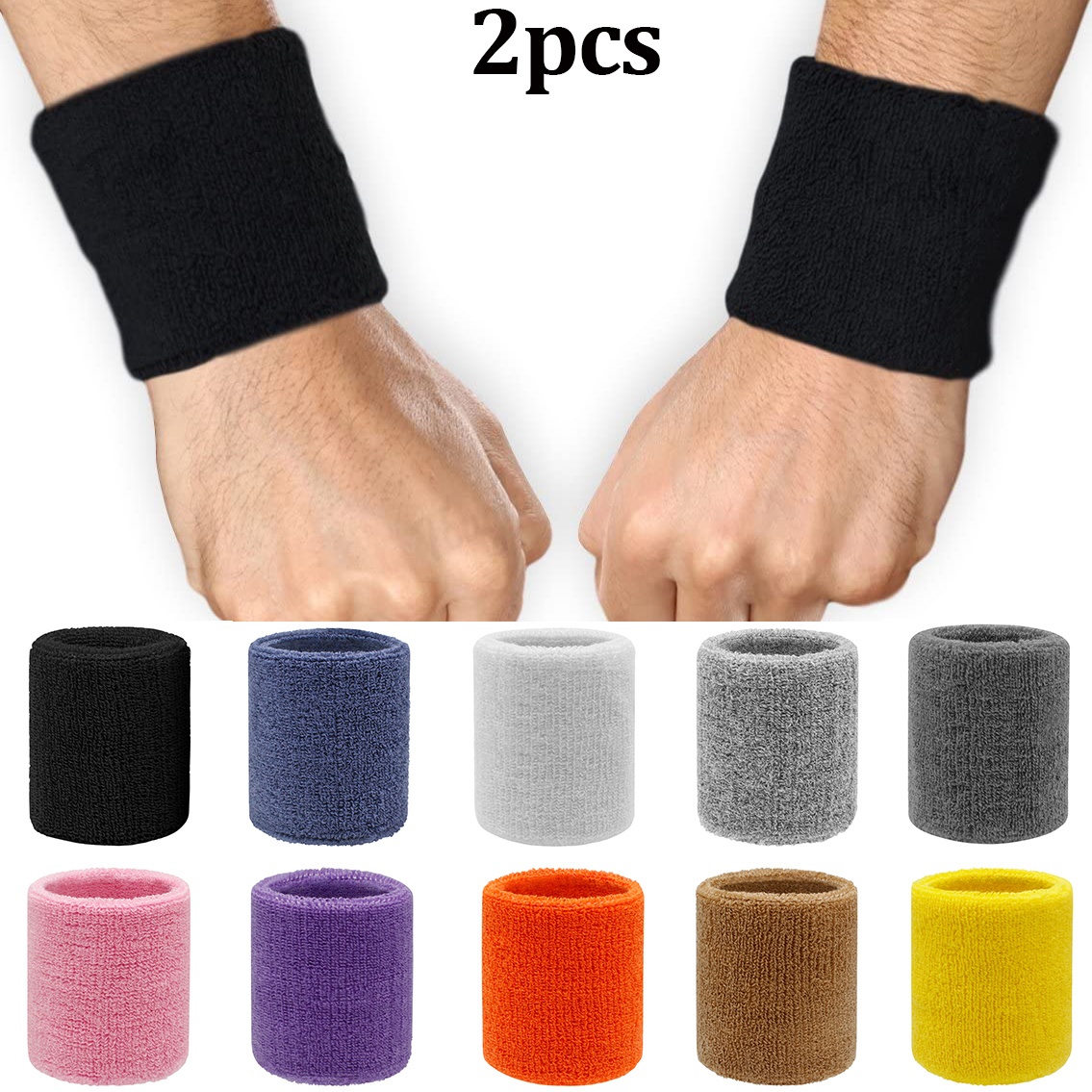 Couver 9 inch Extra Long Thick Athletic Cotton Absorbent Sports Wrist Sweatbands for Basketball, Running, Tennis, Gym, Cycling and Working Out (1
