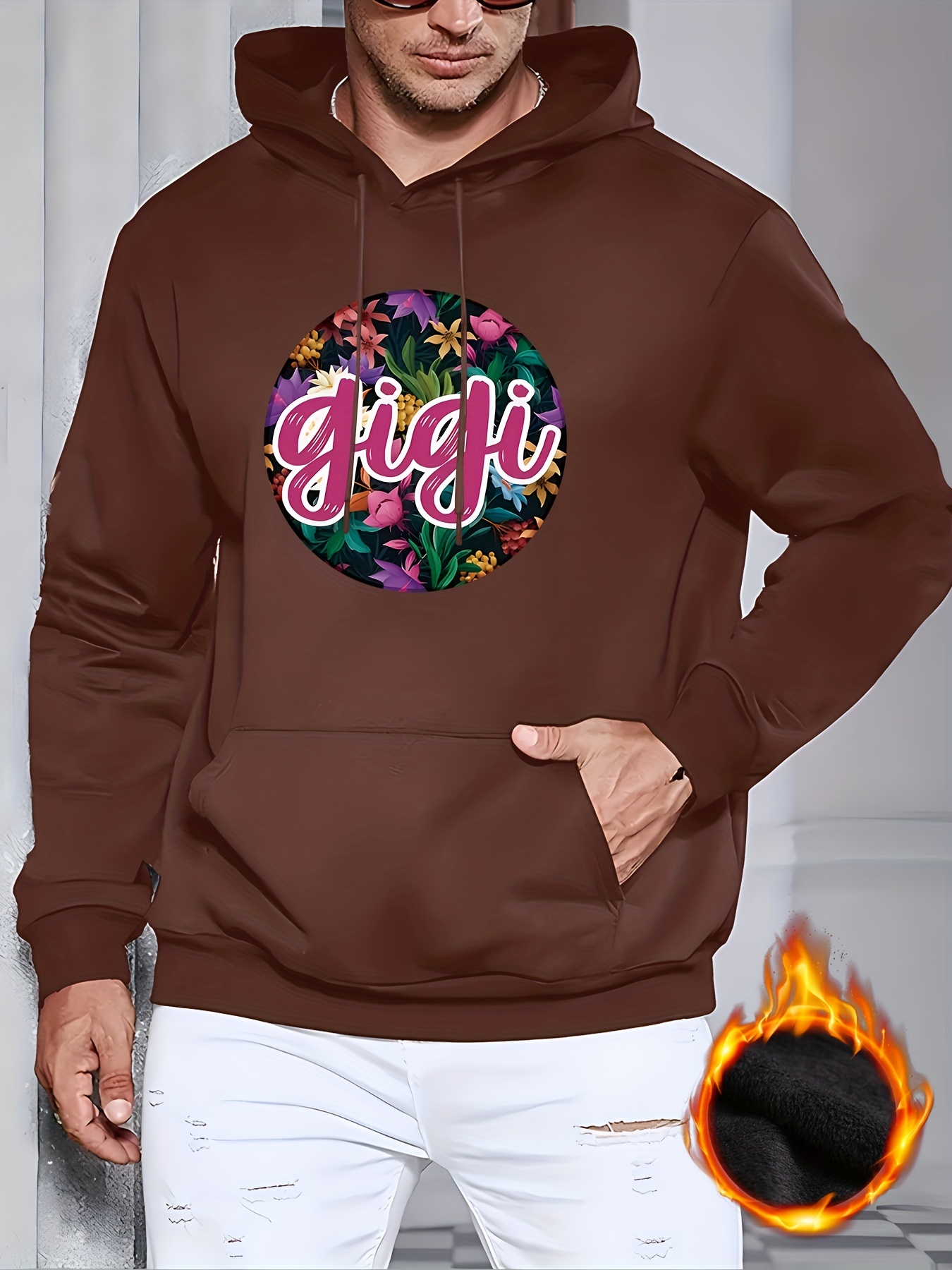 Letter Flowers Print Hoodie Cool Hoodies For Men Mens Casual