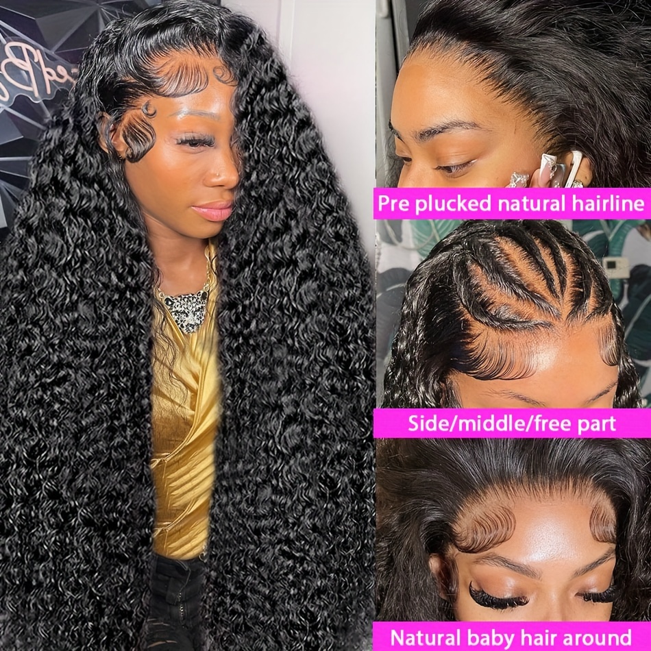 13x4 lace front wig deep wave glueless human hair brazilian  display picture 1