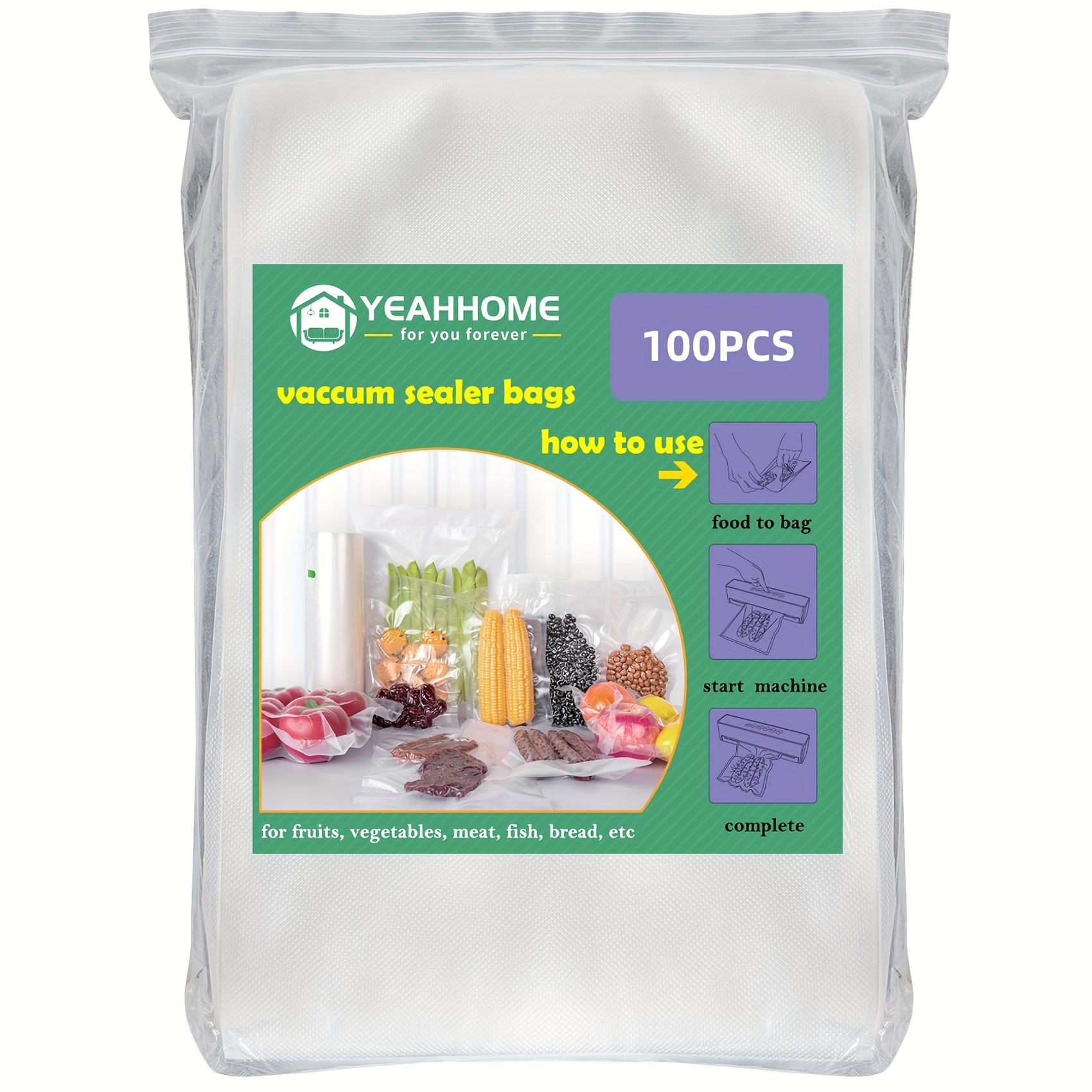 100pcs Vacuum Bags For Food Preservation Bpa Free Vacuum Packaging Bags For Vacuum  Sealer Machine Smell
