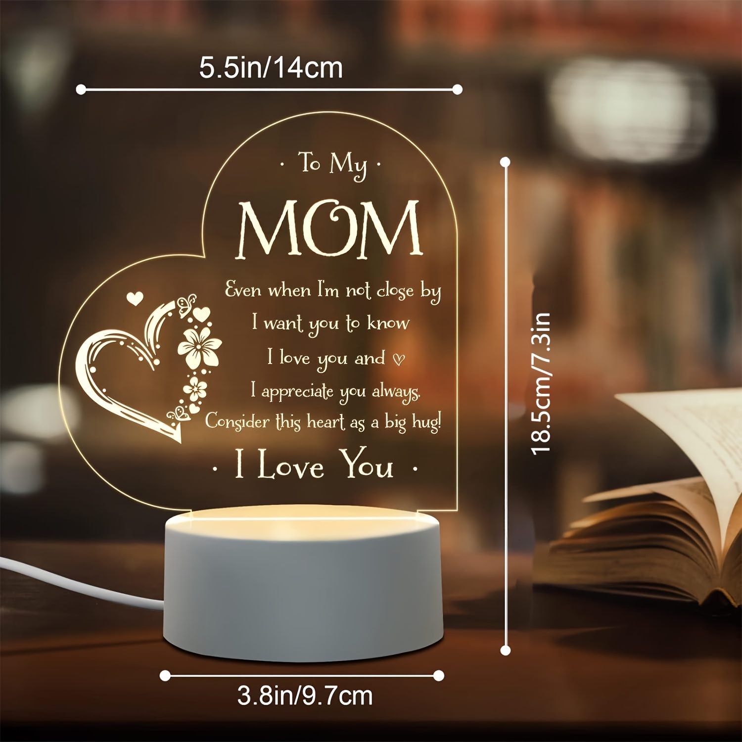 1pc Gifts For Mom - Engraved Night Light, Mothers Day Gifts From Daughter  Son, Mom Birthday Gifts, Mom Gifts On Valentine's Day Christmas, Unique Nigh
