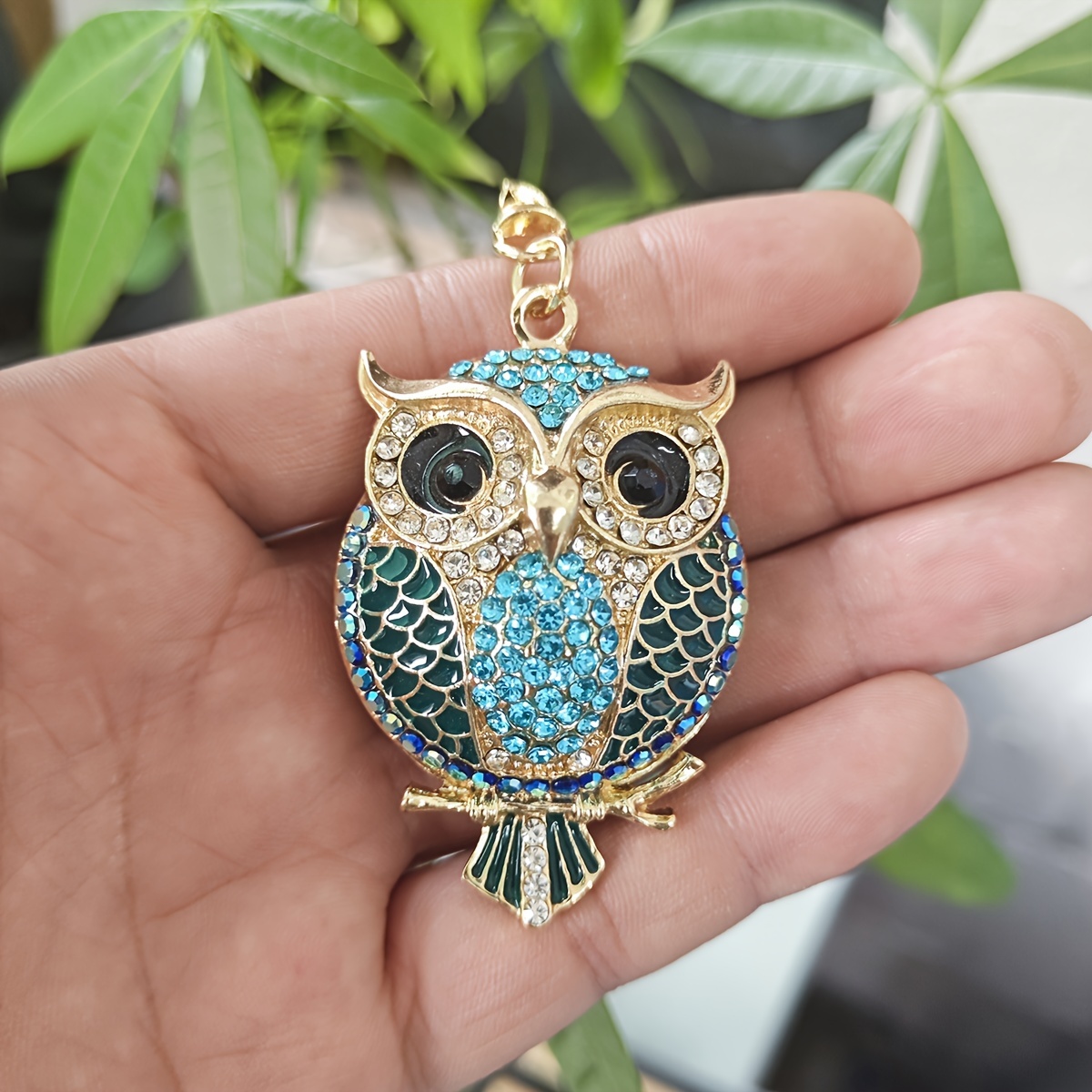 Sparkling Rhinestone Owl Keychain - Stylish Bag Accessory And Key