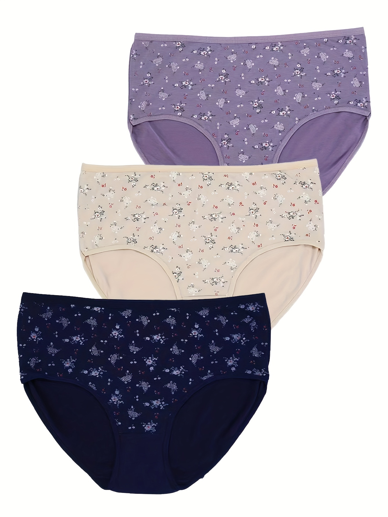 Plus Size Boho Panties Set Women's Plus Soft Ditsy Floral - Temu