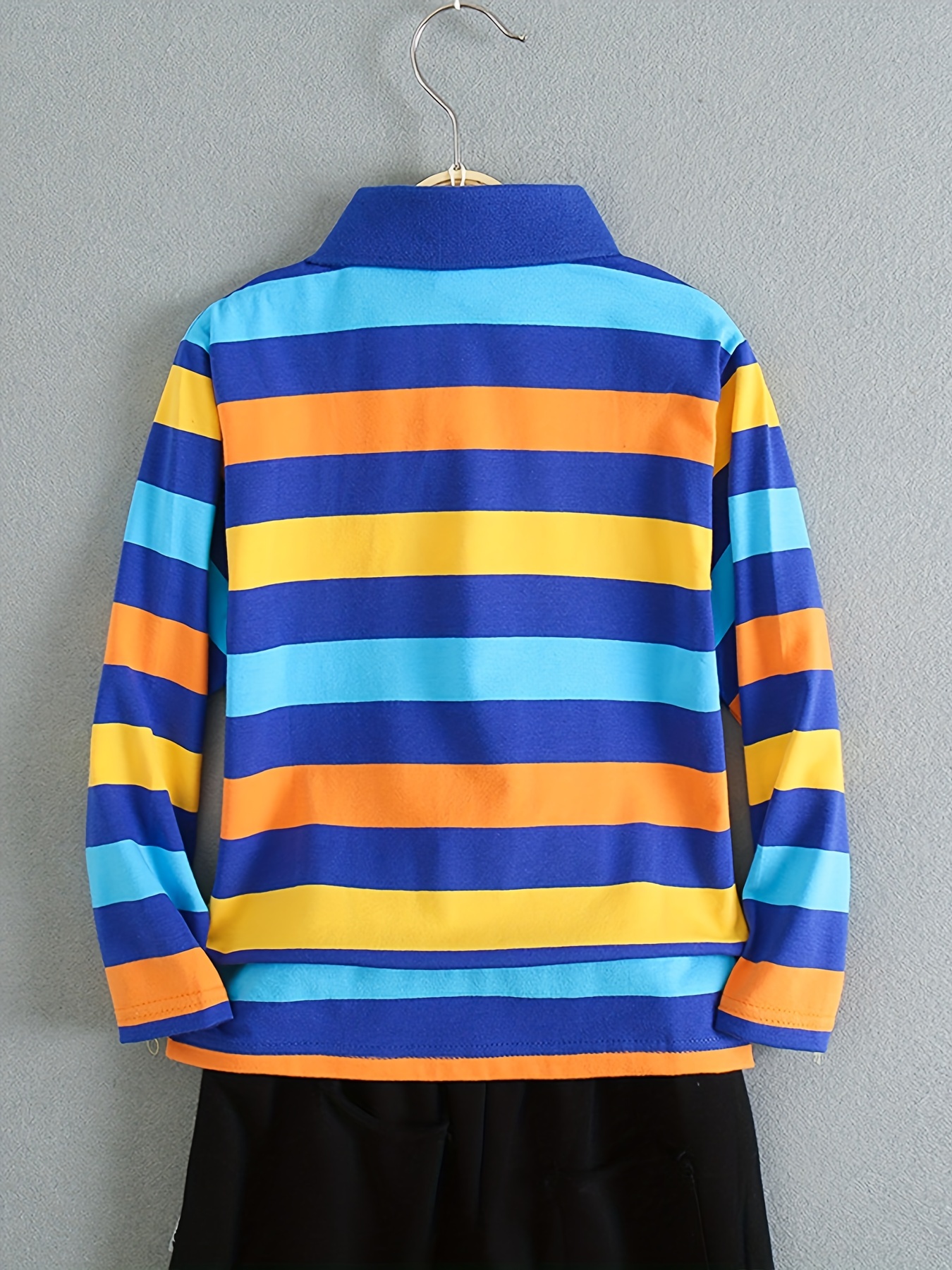 Bear Print Boys Rainbow Striped Creative Shirt Casual - Temu