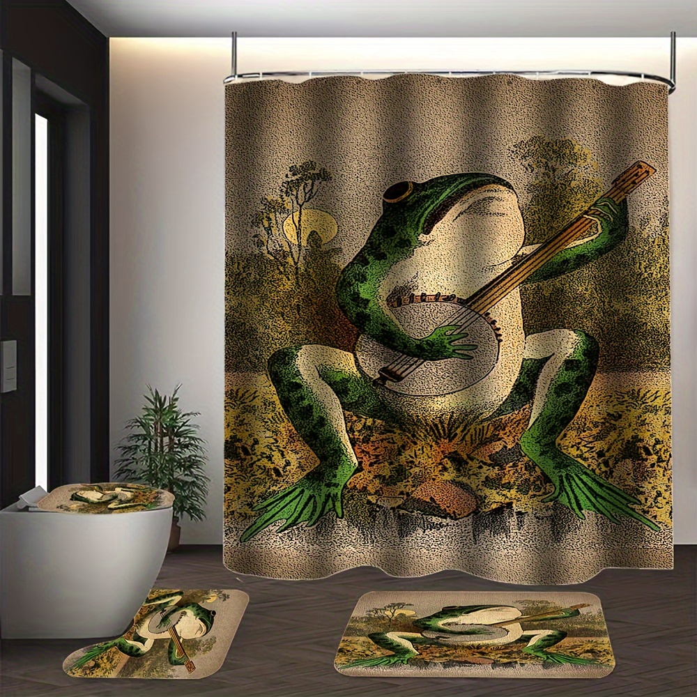 Retro Frogs Shower Curtain, Unimpressed Frog Bath Curtain, Bathroom Decor,  Waterproof Curtain, Animal Print 