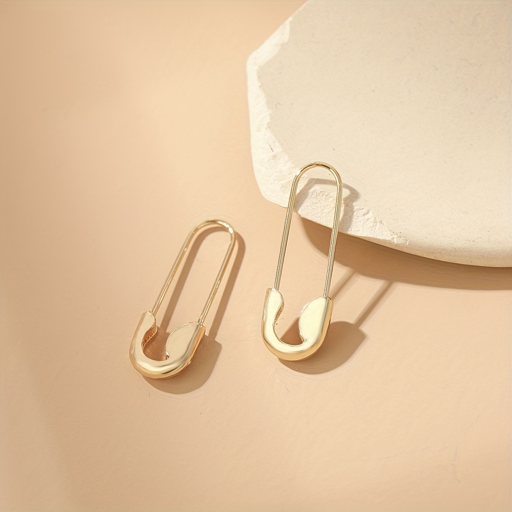 Solid gold deals safety pin earrings