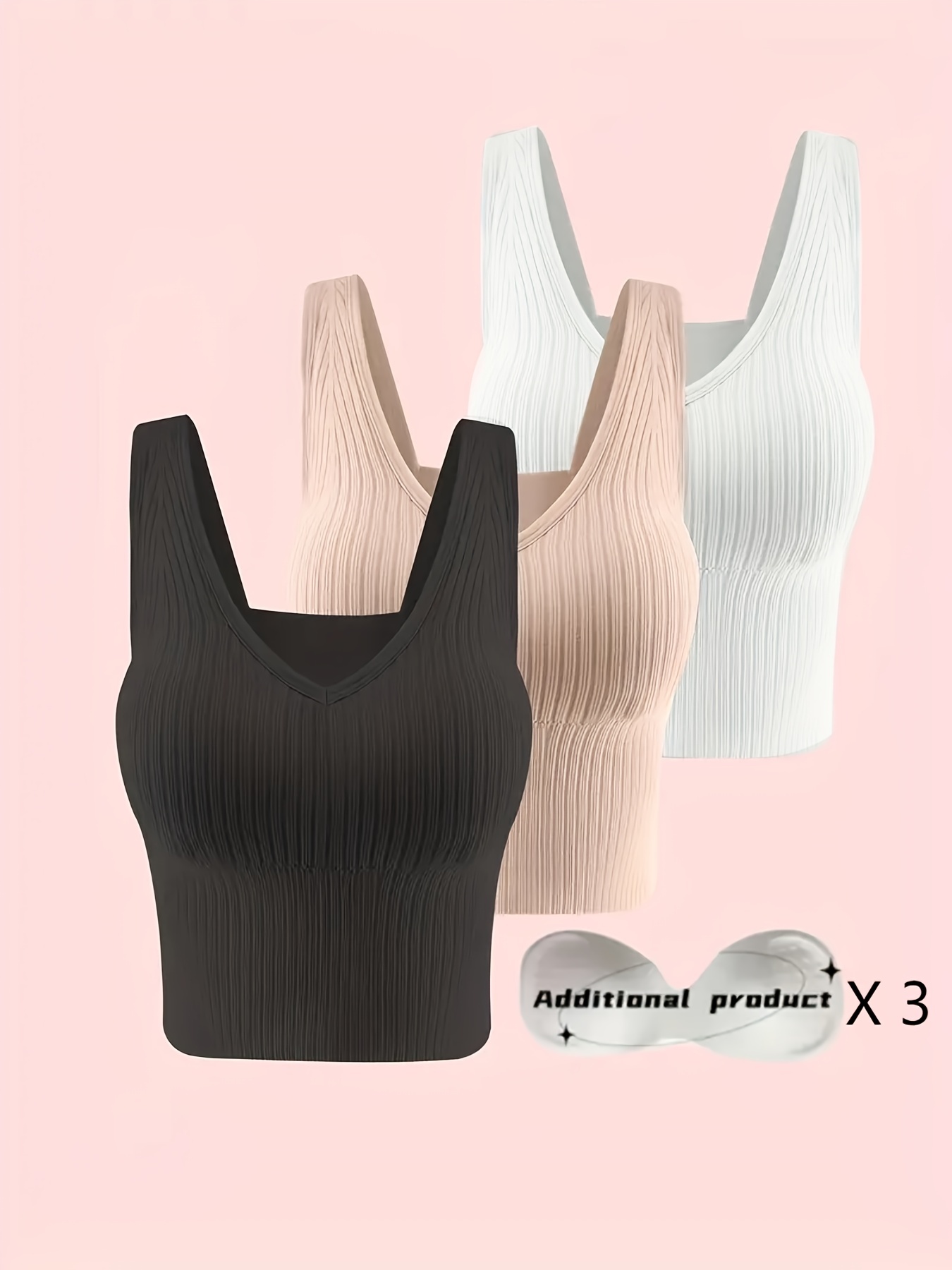 Cheap Bras Top For Women Tank Tops Adjustable Strap Camisole With Built In  Padded Bra Vest Cami Sleeveless Basic Solid Sexy V Neck
