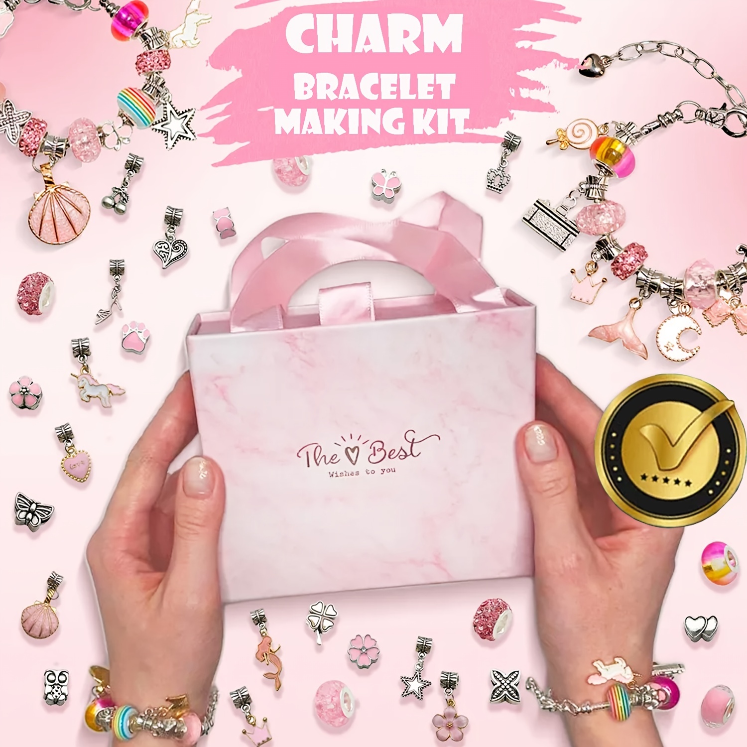 840pcs DIY Charm Bracelet Making Kit for Girls, Bead Jewelry Making Kit for Teen  Girls With Pearl Unicorn Mermaid Craft Gifts 