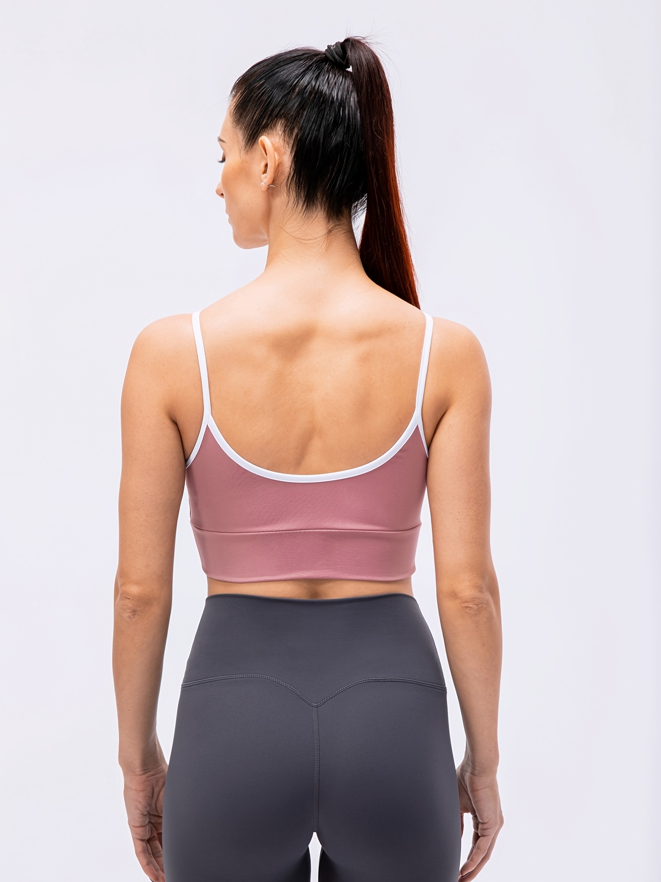 Women Strappy Racerback Yoga Sports Bra, Longline Crop Top, Camisole  Wirefree Pads Medium Impact Workout Bra