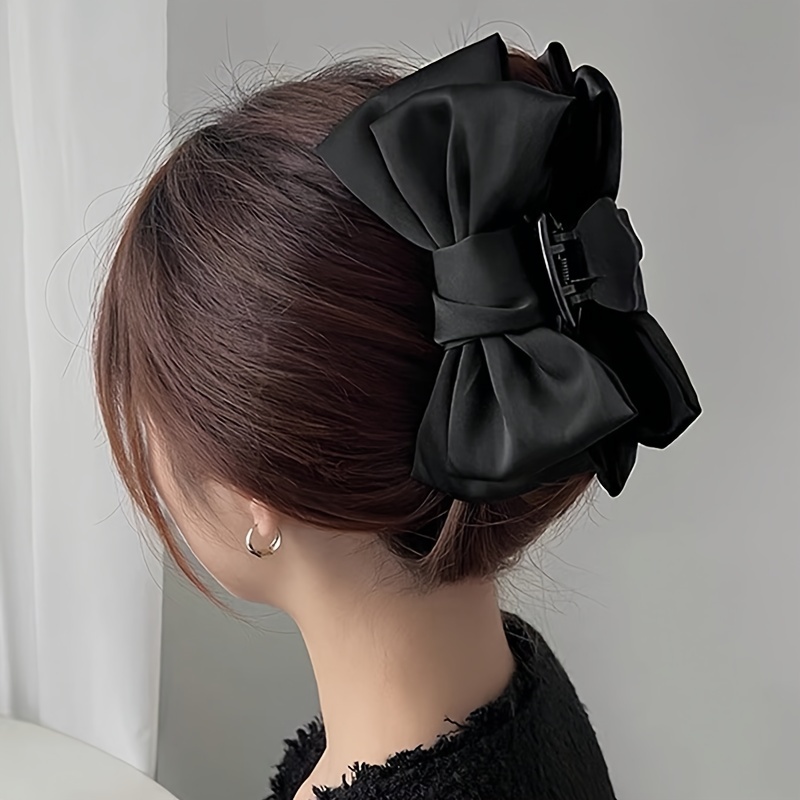 

Simple Satin Bow Hair Claw, Sweet Hair Crab Clip Trendy Hair Claw Clip Ponytail Holder Headdress Headwear Hair Accessories For Women