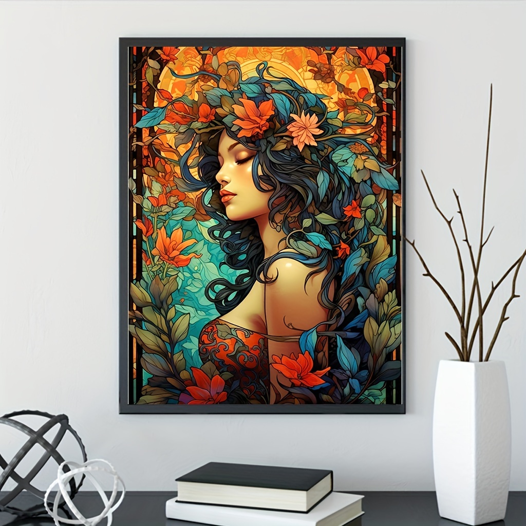 1pc 5D DIY Diamond Painting Full Round Cross Stitch Set Rhinestone Decoration Gift Diamond Embroidery Mosaic Beauty Adult Beginner Diamond Painting Set Round Full Diamond Dot Diamond, Perfect For Home Decor And Room Wall Decor 30x40cm/11.8x15.7in