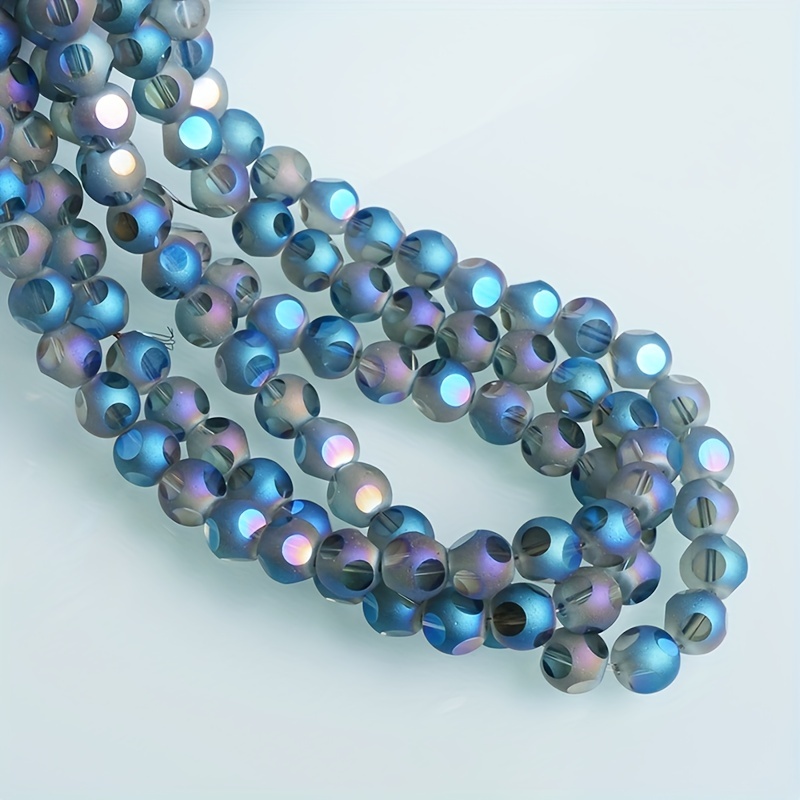 6mm Glass Beads, Clear Blue Water Beads, Jewelry Making Beads