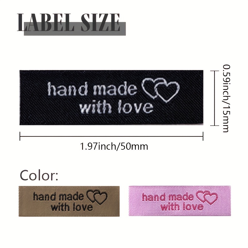 120PCS Personalized Sewing Labels for Handmade Items Hand Made with Love  Sewing Labels Cloth Tags Quilt Labels Personalized Sew on Clothing Labels