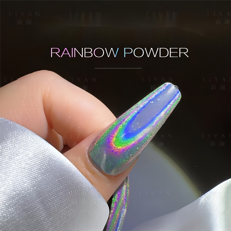 Iridescent Silver Nail Glitter Powder Holographic Laser Chrome