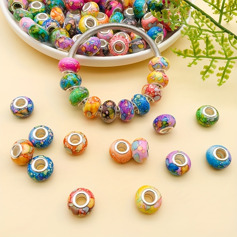 high quality big hole beads painted