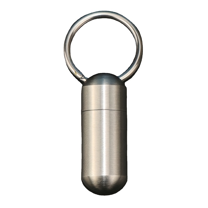 Keychain Pill Holder Mini Stainless Steel Pill Bottle Edc - Temu