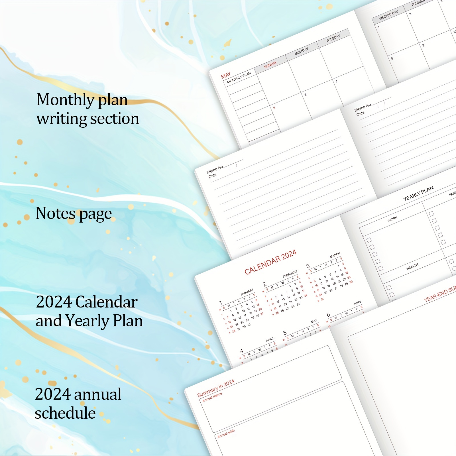 2024 Monthly Planner 12 Months Office Planner January - Temu United Kingdom