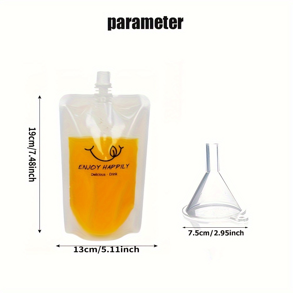 10pcs, Reusable Juice Bags, Clear Drink Pouches Bags, 500ml/16.9oz