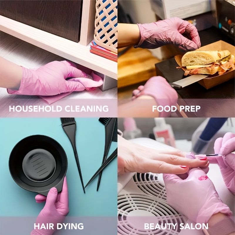 White Nitrile Disposable Gloves - Latex Free Food Prep, Salon, Hair Dye Kitchen Gloves