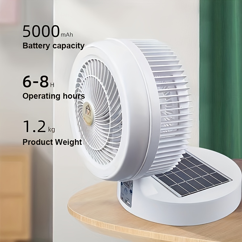 solar air circulation fan remote control mute with light energy saving folding fan dormitory outdoor multi functional usb solar charging fan details 2