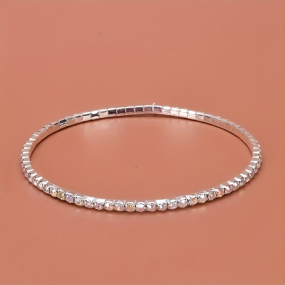 Rhinestone Claw Chain Single Anklet, Silver Plated