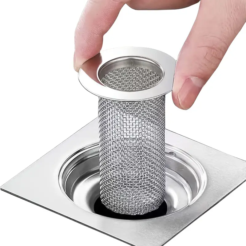 1pc Filtre à mailles fines en acier inoxydable pour drain de sol, 8,0 cm ×  5,51 cm, passoire de vidange de lavabo de salle de bain, filtre de panier