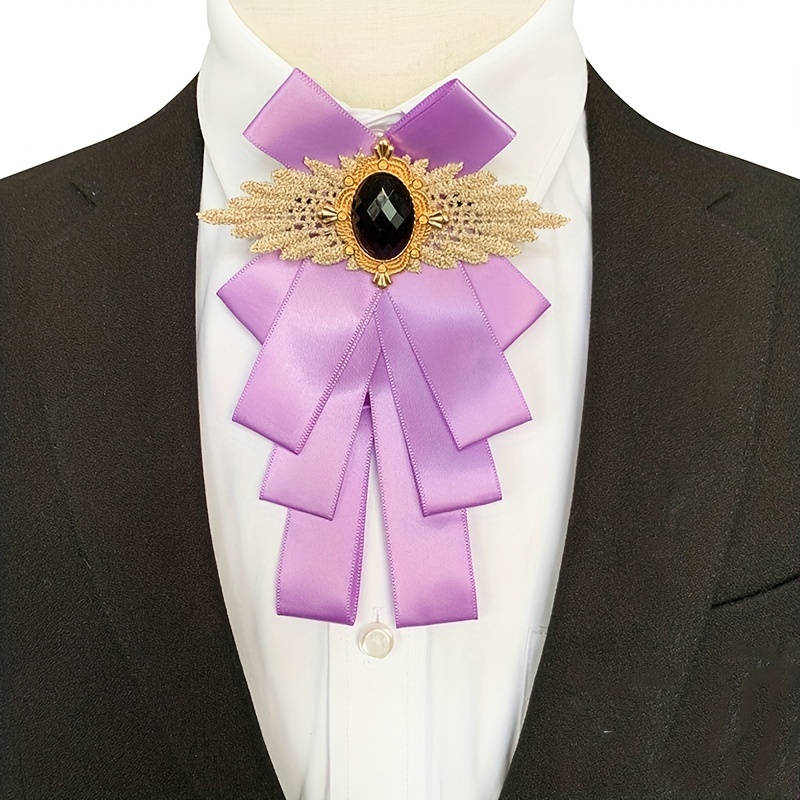 Satin Necktie Jeweled British Layer Bow Necktie