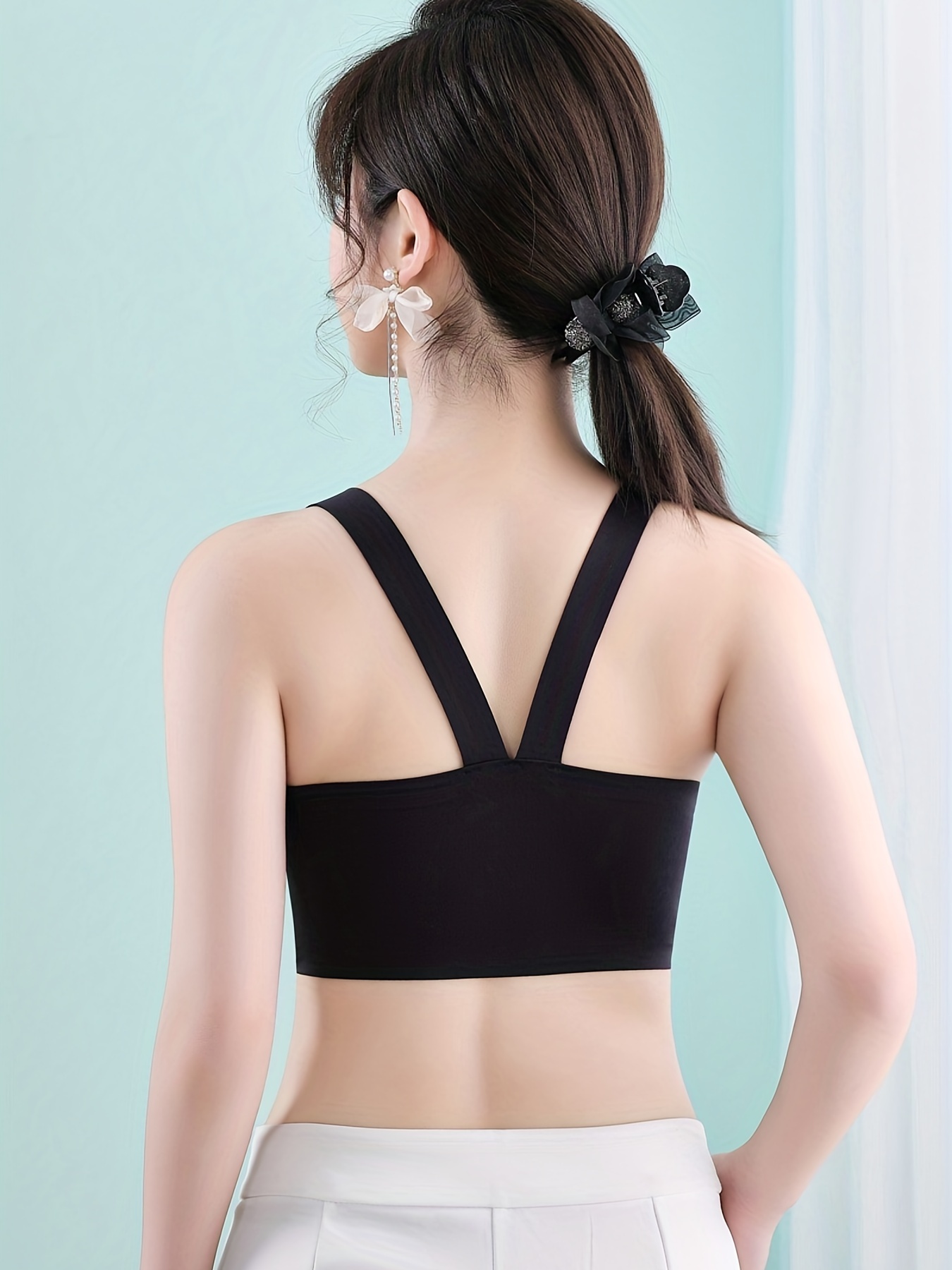 Simple Soft solid color breathable push-up wireless bra，comfortable sh