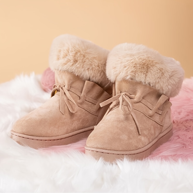 Botas de nieve térmicas de invierno para mujer, cálidas botas de nieve con  cordones y forro de felpa, calzado de mujer