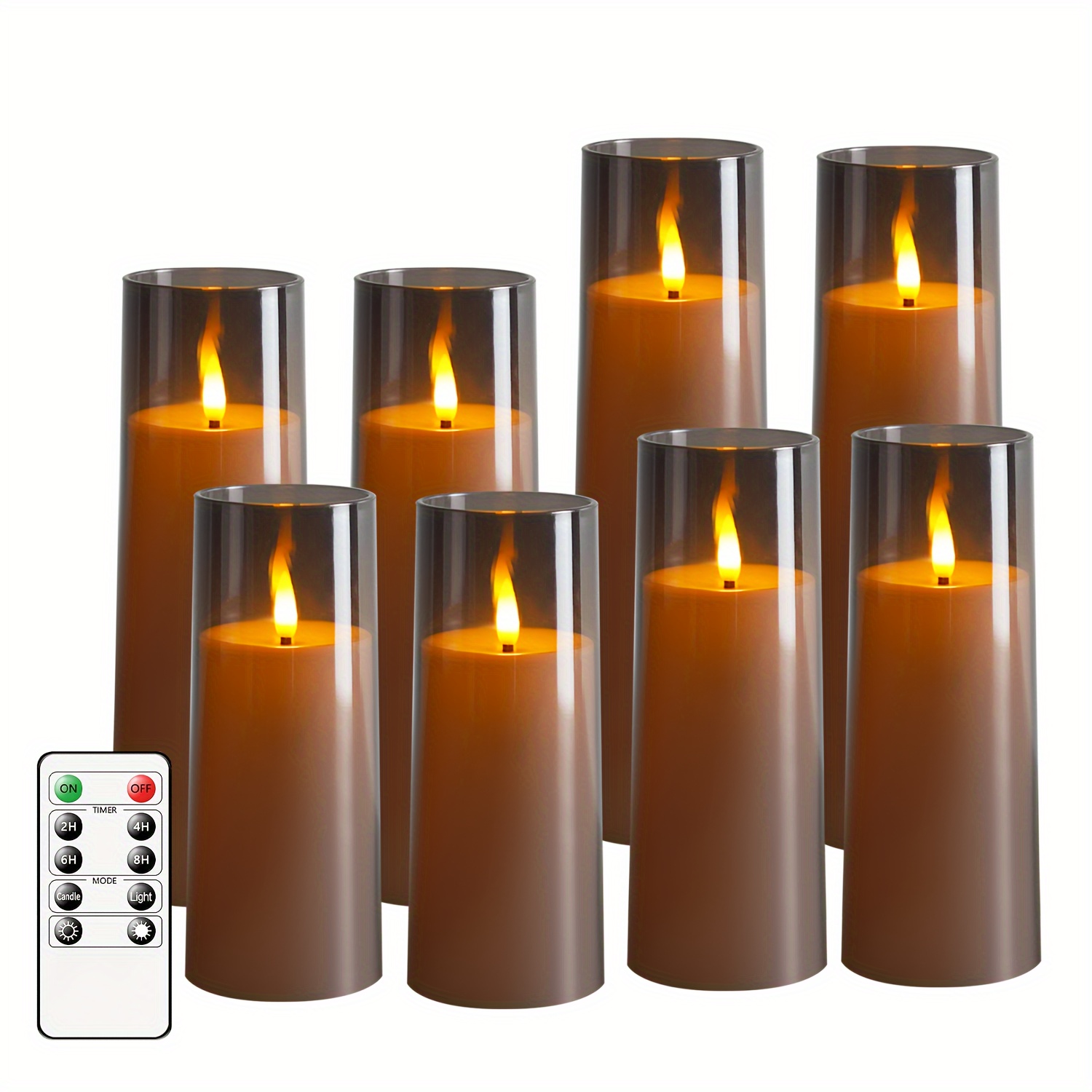 6 pièces bougies coniques sans flamme en cire véritable ivoire, bougie sans  flamme à piles avec télécommande, bougie LED à mèche 3D de 9,6 , bougie  sans flamme vacillante parfaite pour la