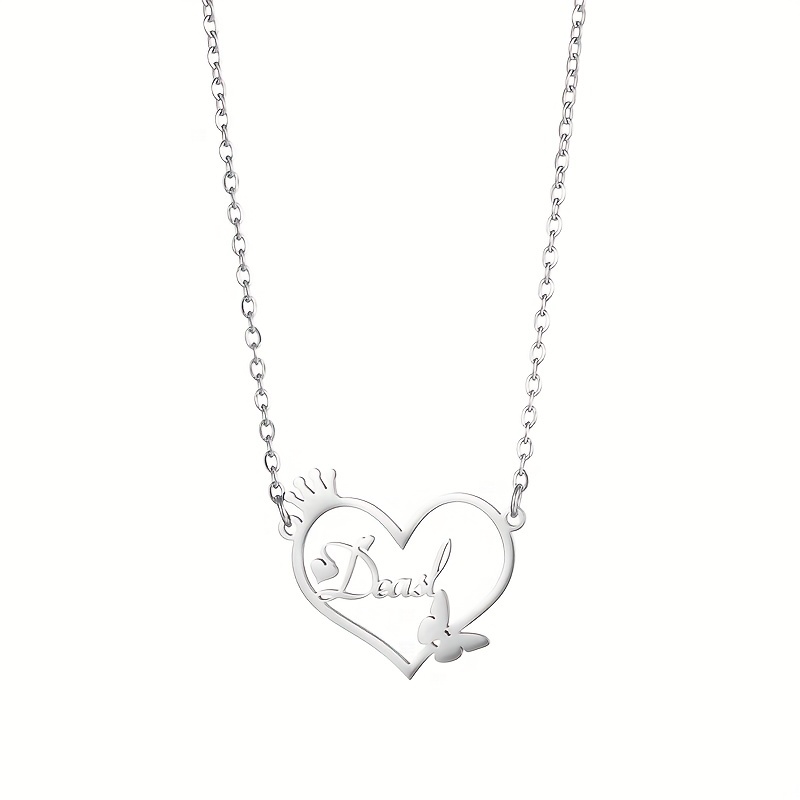 Engraved Butterfly Heart Locket Pendant in Sterling Silver