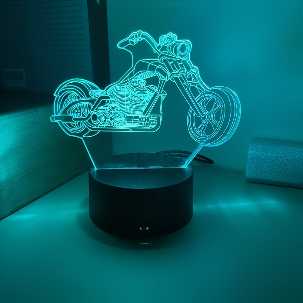 3D Motorrad LED Lampe Art Deco Lampe Lichter LED Deko Licht Fernbedienung  7/16 Farbwechsel USB