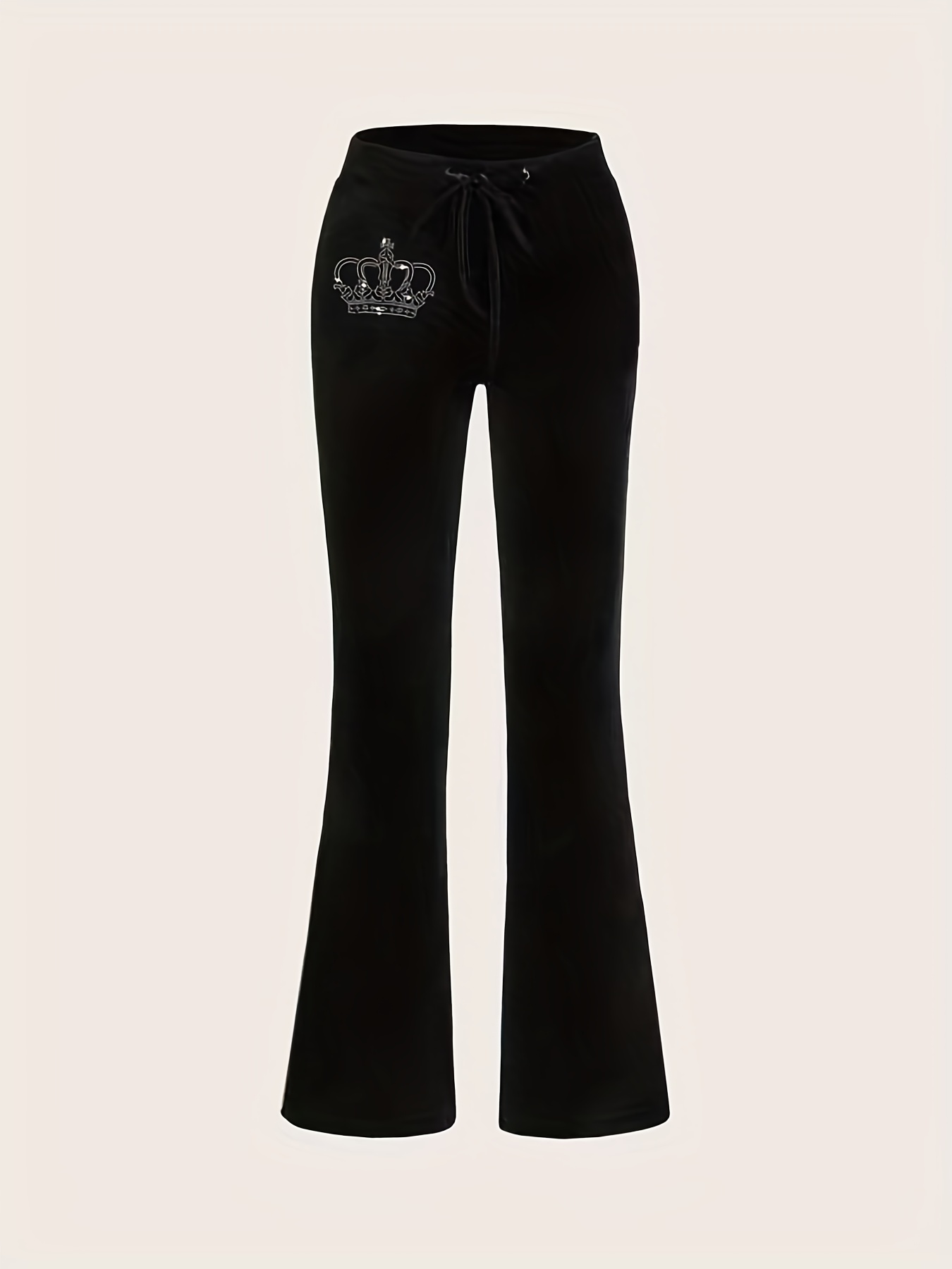 Juicy Couture Womens Black Velour Flared Trouser