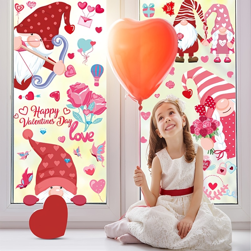 Gnome Window Clings & Decorations  Valentine's Gnome Decor – Window Flakes