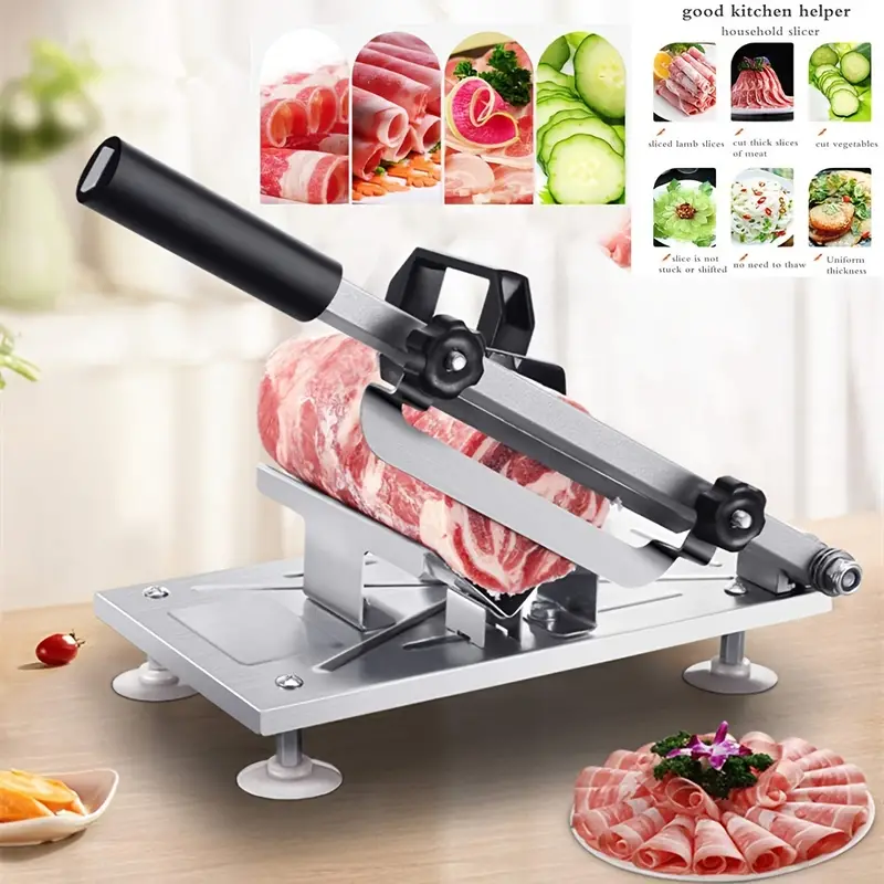 Manual Frozen Meat Slicer Stainless Steel Meat Cutter Beef Mutton Roll Meat  Cheese Food Slicer Vegetable Sheet Slicing Machine, Deli Slicer Household -  Temu
