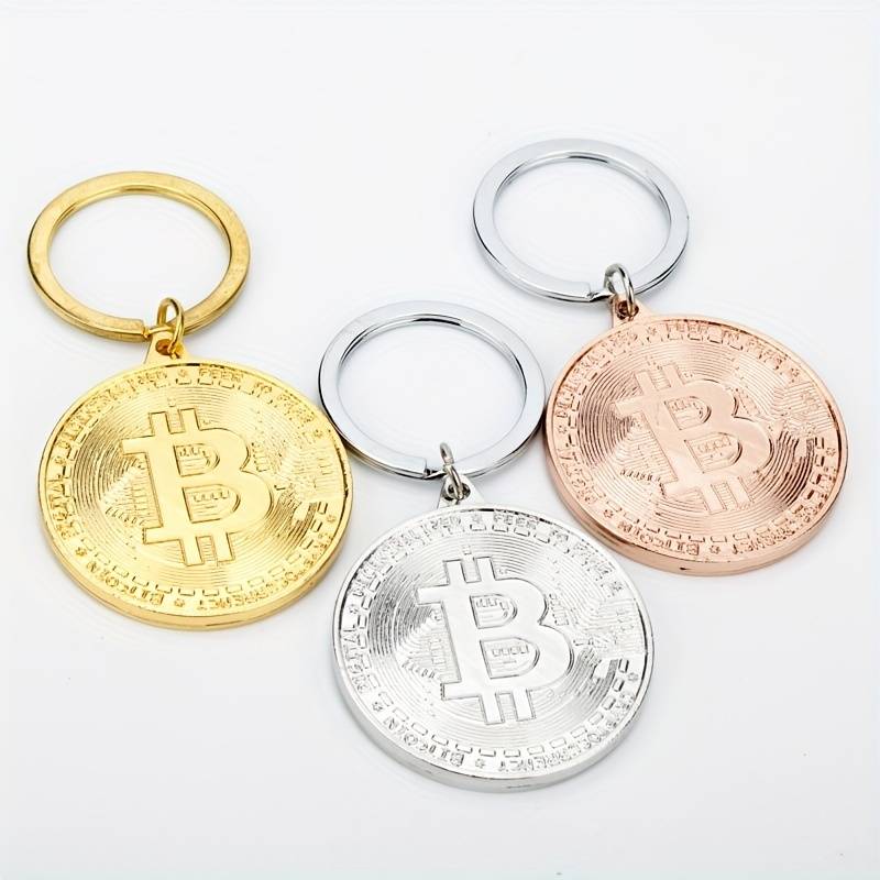 LLavero De Metal Con Forma De Bitcoin, Colgante De Llave Con Moneda Conmemorativa De Moneda Dorada, 1 Ud. 1