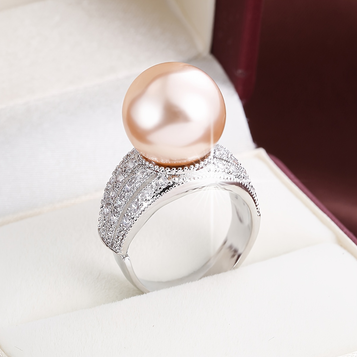 Wide Faced Lady's Ring with Zirconia Inlays