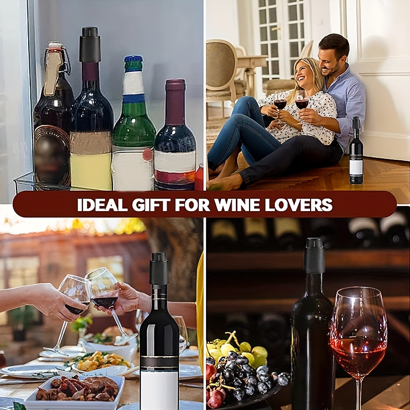 Bouchon à vin avec marqueur de date de pompe à vide, bouchon à vide  économiseur de vin pour bouteilles de vin, cadeau accessoire de vin