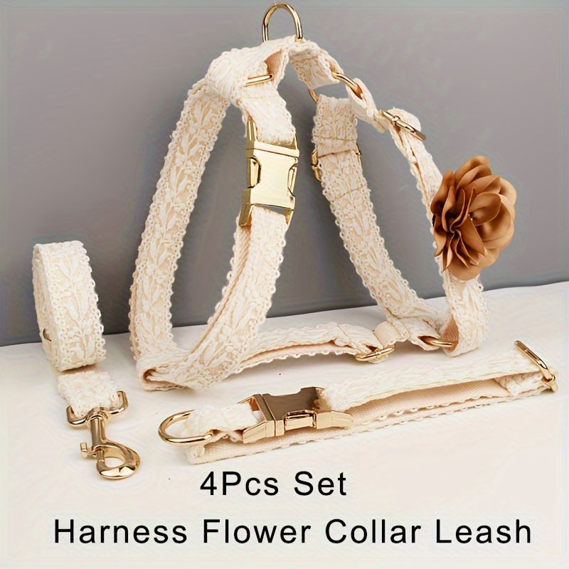 TEMU [custom] Large/medium/small Dog Collar Release Clasp - Adjustable Collar With Stylish Floral Strap Collar Lead Rope Lace Collar Durable And