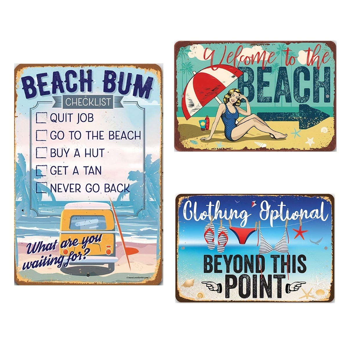 1pc Beach Metal Tin Sign Beach Bum Checklist For Indoor Outdoor Cafe Bar Bedroom Pool Decorations 12 8 Inch
