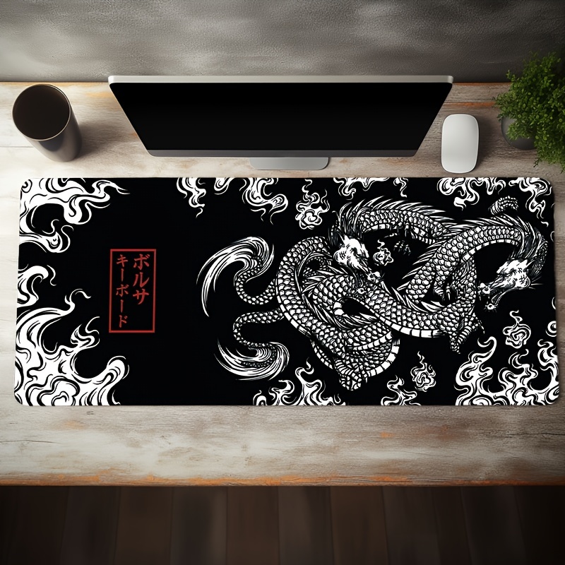 Dragon Mouse Pad tappetino da scrivania in bianco e nero tappetino