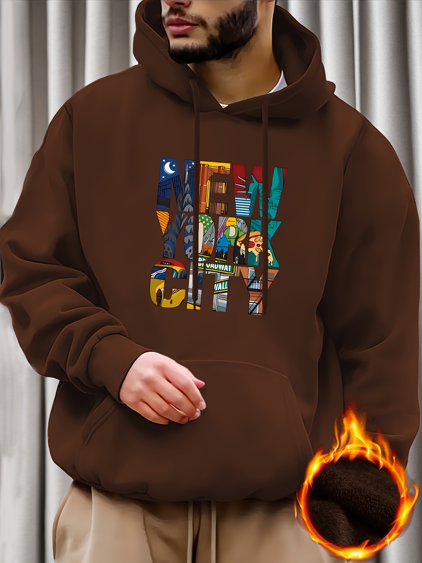 new York City Print Hoodies Men Graphic Sweatshirt - Temu Canada