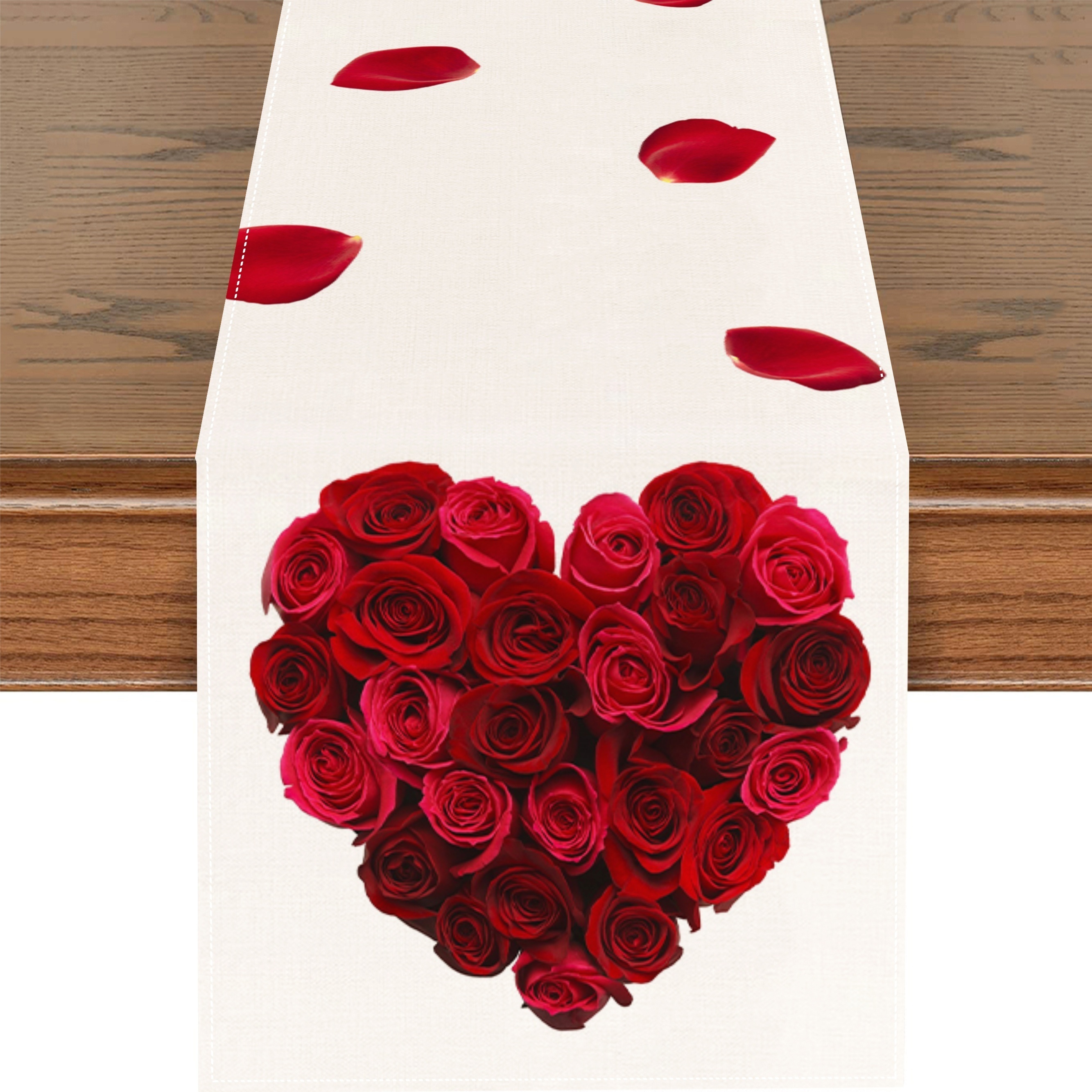 Valentine's Day Linen Table Runner Gnomes Love Heart Printed - Temu