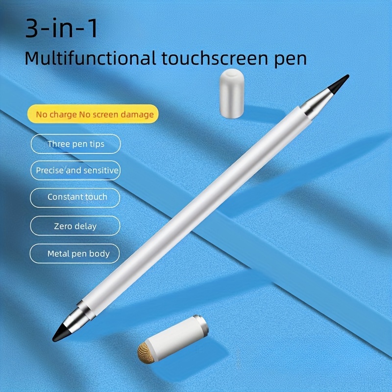 

3 In 1 Stylus Pen, High Sensitivity Disc & Fiber Tip For , , Android & Tablets Multifunctional Touchscreen Pen Black/white