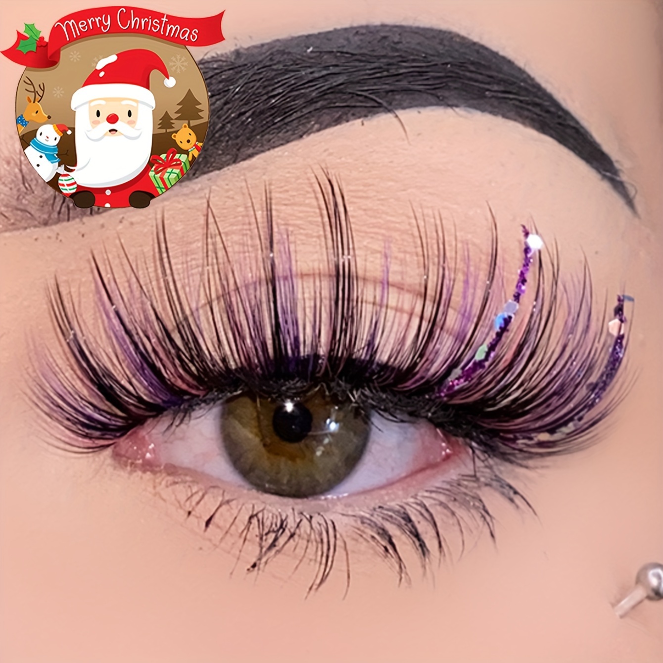 

Glitter Lashes, 1 Pair 20mm Faux Mink Fluffy Glitter Lashes Sequins Colored Fake Eyelashes For Christmas Halloween Party For Music Festival