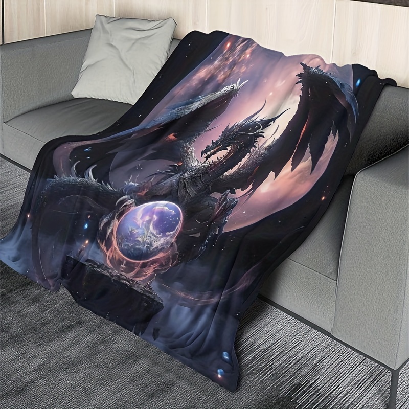 Goth Purple Giant Dragon Thin Blanket Lightweight Flannel - Temu