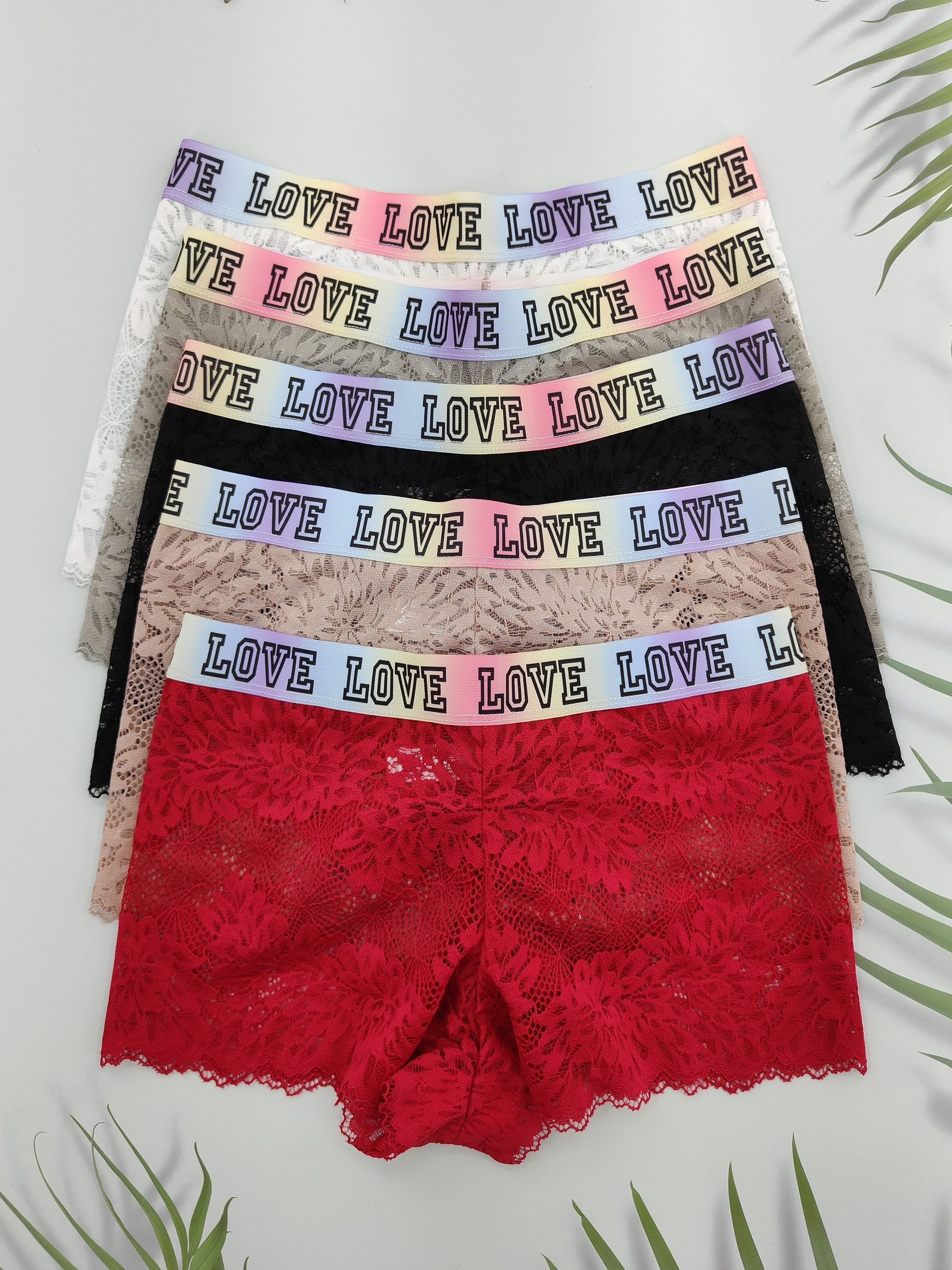 Letter Print Boyshort Panties Soft Comfortable Stretch - Temu Canada